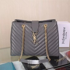 Чанта за пазаруване с монограм YSL Saint Laurent сива
