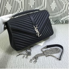 Чанта с голяма верижка отгоре от Saint Laurent, черна, 32 см