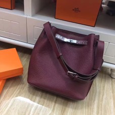 Hermes So Kelly 28 см Того кожена чанта през рамо бордо сребро