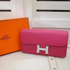 Кожен портфейл Hermes Constance от Того, розов