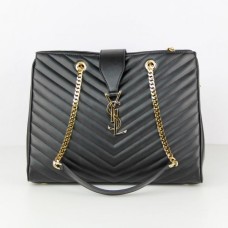 Чанта за пазаруване с монограм YSL Saint Laurent черна