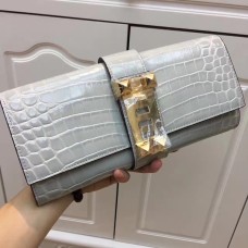 Чанта Hermes Medor 29 см, кроко сива