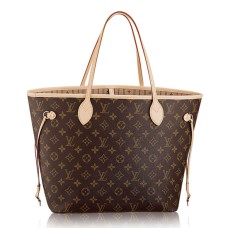 Чанта през рамо Louis Vuitton M40156 Neverfull MM от монограмно платно