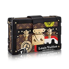 Чанта Louis Vuitton Petite Malle World Tour през рамо, монограм, платно