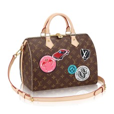 Чанта Louis Vuitton Speedy Bandouliere 30 World Tour M43231, изработена от монограмно платно