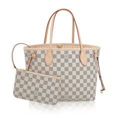 Чанта през рамо Louis Vuitton N41362 Neverfull PM Damier Azur Canvas