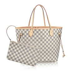 Чанта през рамо Louis Vuitton N41605 Neverfull MM Damier Azur Canvas