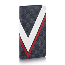Louis Vuitton N64003 Brazza Портфейл Damier Cobalt Canvas