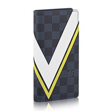Louis Vuitton N64004 Brazza Портфейл Damier Cobalt Canvas
